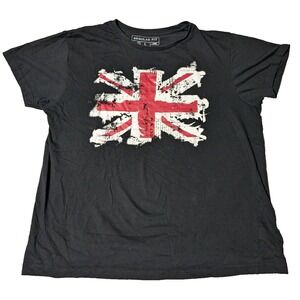 CEDARWOOD STATE UNION JACK Women Size Large Black Cotton Graphic Print T-Shirt